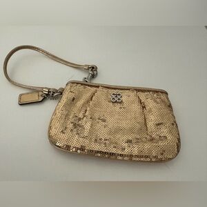 Coach Gold Sequin Wristlet